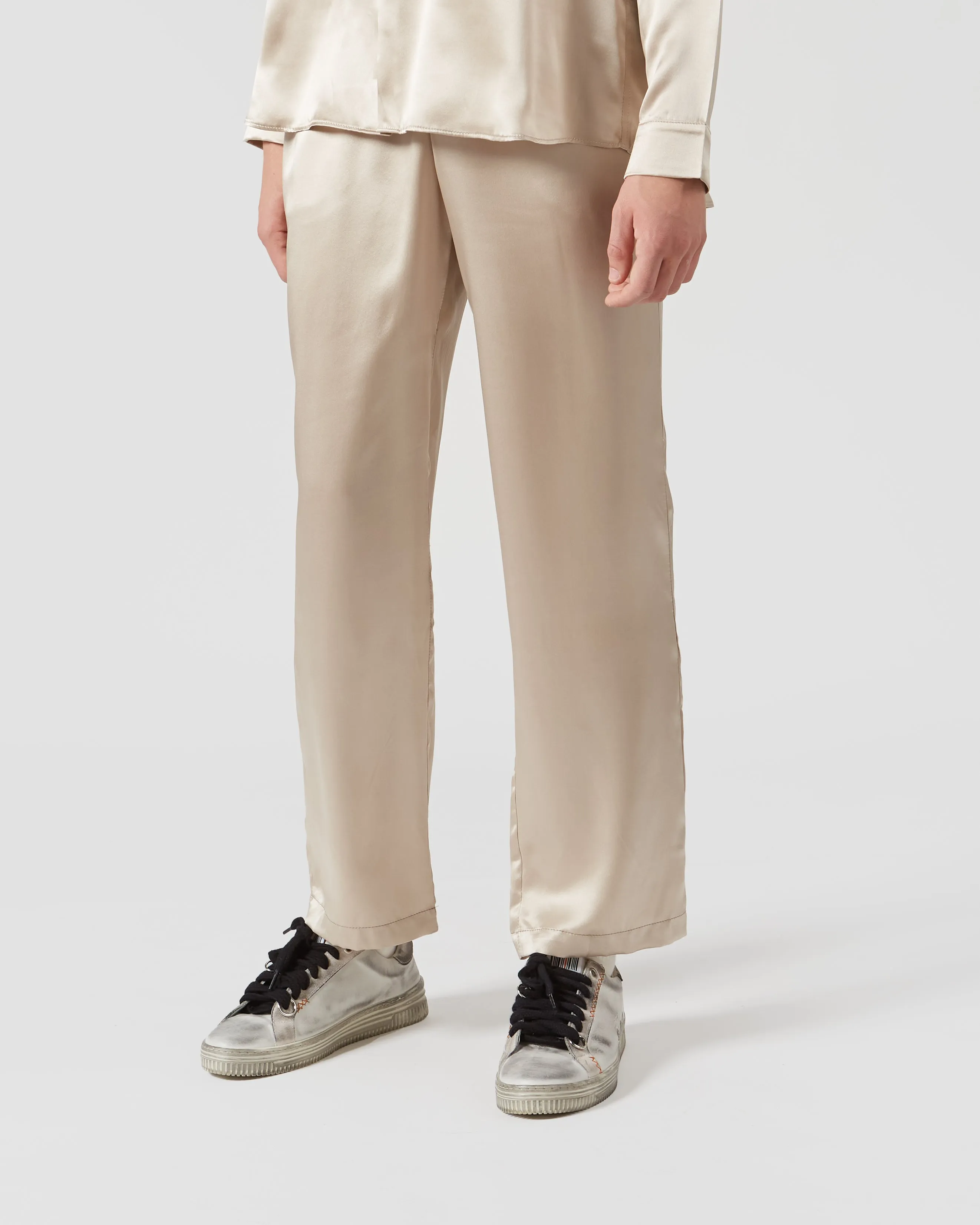 RISAS SILK TROUSERS IN PEARL