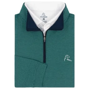 Riva Heather Stripe Performance Q-Zip | The Riva Heather Stripe - Leaf Green/Ponderosa Green