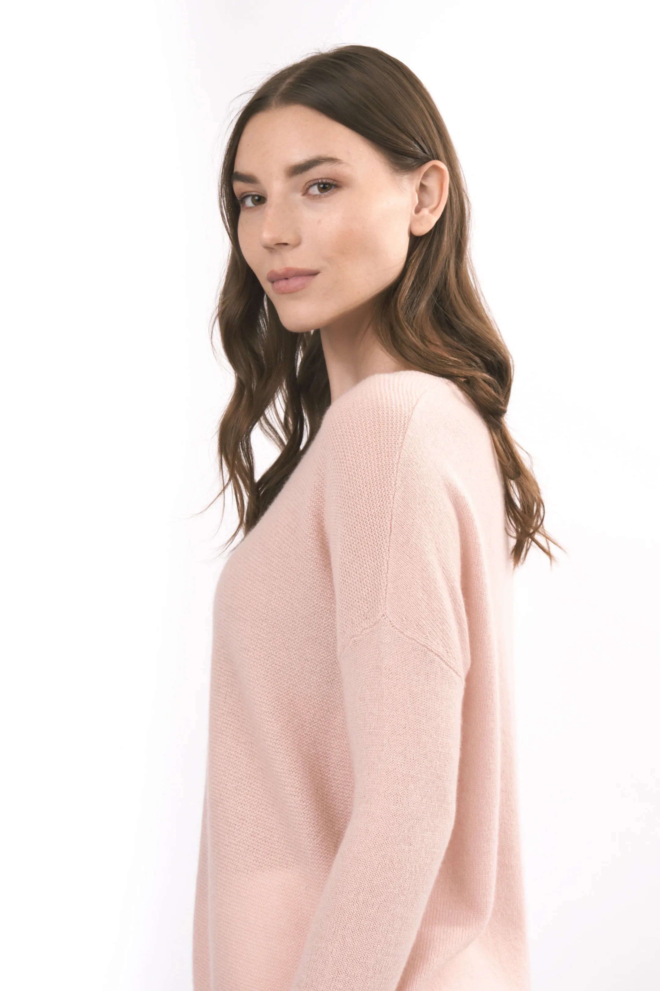 Robertson Madison 100% Cashmere Easy Fit Sweater CC-221 | Dusty Pink