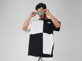 SLAY. Men's Colorblock Oversized Black & White T-shirt