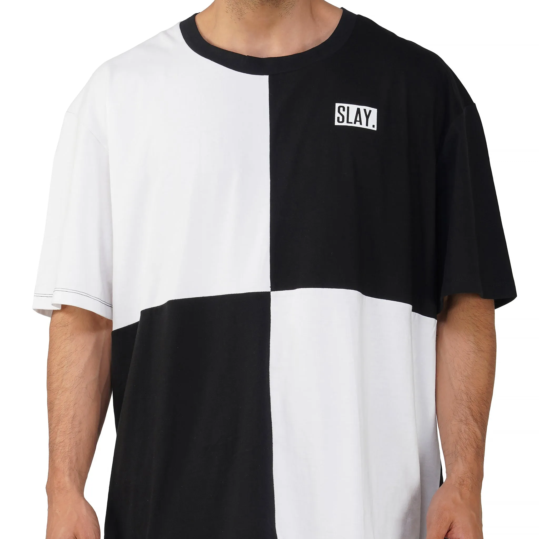 SLAY. Men's Colorblock Oversized Black & White T-shirt