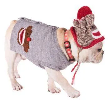 Sock Monkey Dog Cardigan Sweater