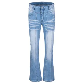 Splicing Flared Jeans Hip Hop Streetwear Blue Slim Flared Jeans Y2K Men Fashion Denim Pants