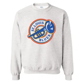 ST.LOUIE BLUES SERIES SIX TRUMPET LOGO FLEECE CREW - GREY