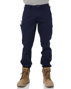 Stretch Cotton Drill Cargo Cuffed Pants - Navy