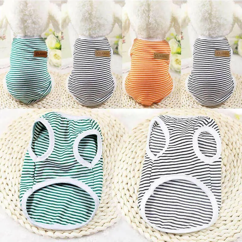 Summer Pet Dog Clothes Cotton Striped Vest t shirt