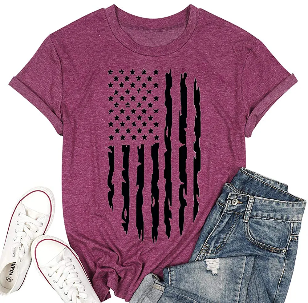 T&Twenties American Flag Tank Top for Women,4th of July Stars Striped Racerback Tees Sleeveless Patriotic USA Flag Vest Tops