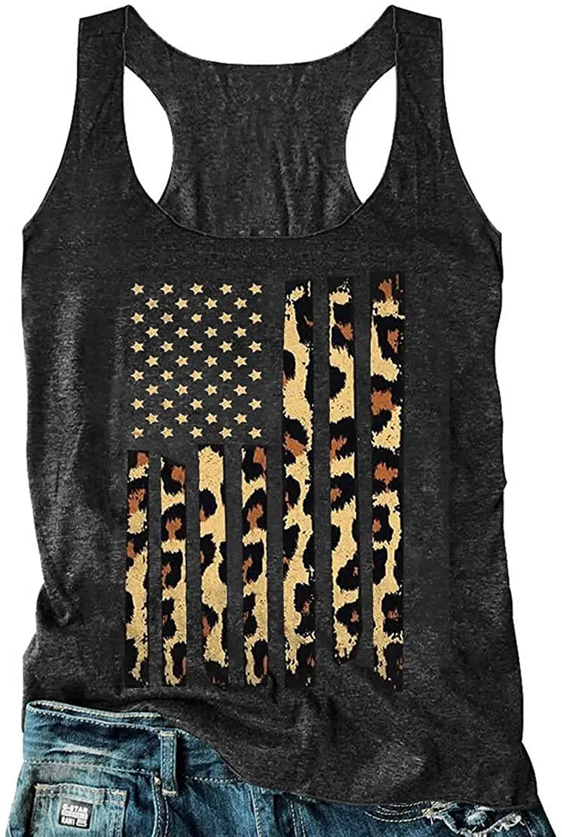 T&Twenties American Flag Tank Top for Women,4th of July Stars Striped Racerback Tees Sleeveless Patriotic USA Flag Vest Tops