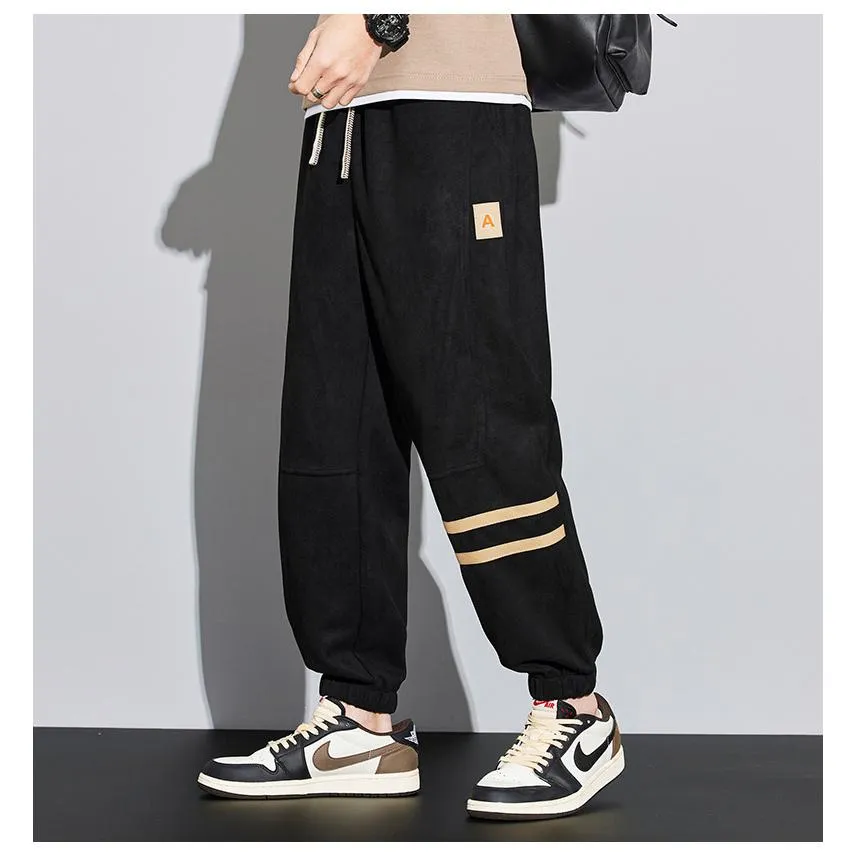 Tapered Suede Elastic Waist Versatile Sweatpant