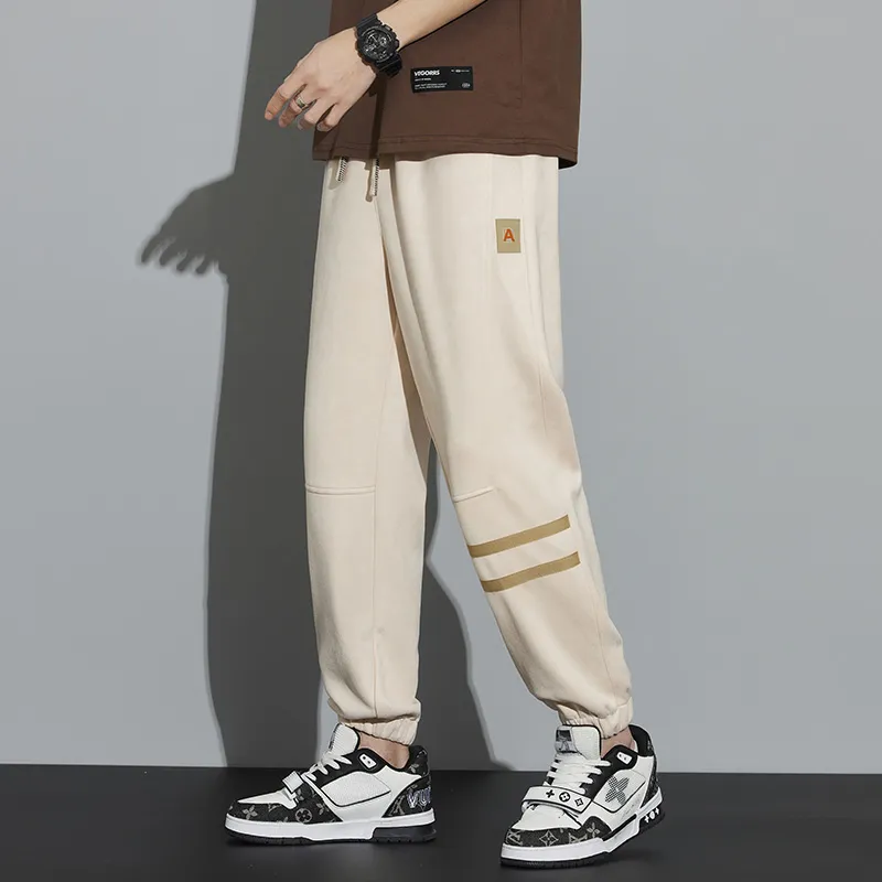 Tapered Suede Elastic Waist Versatile Sweatpant