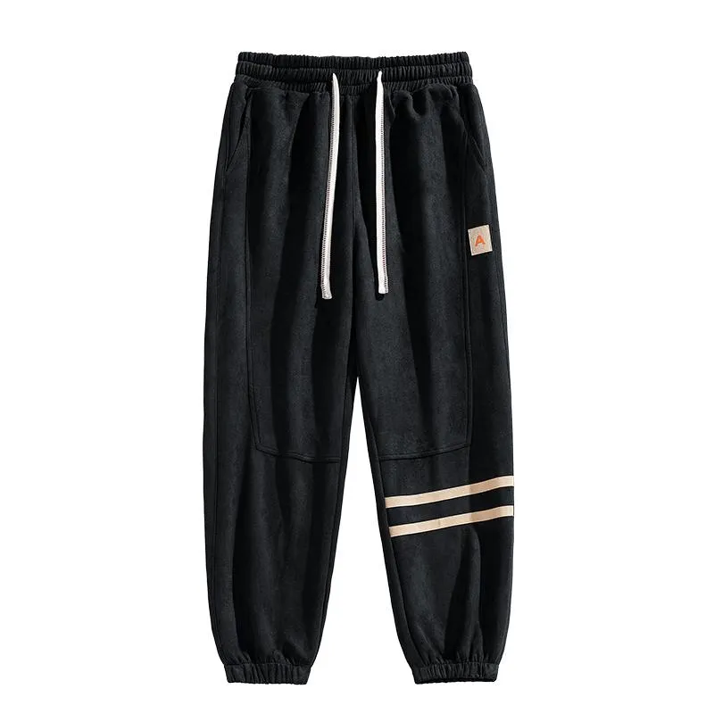 Tapered Suede Elastic Waist Versatile Sweatpant