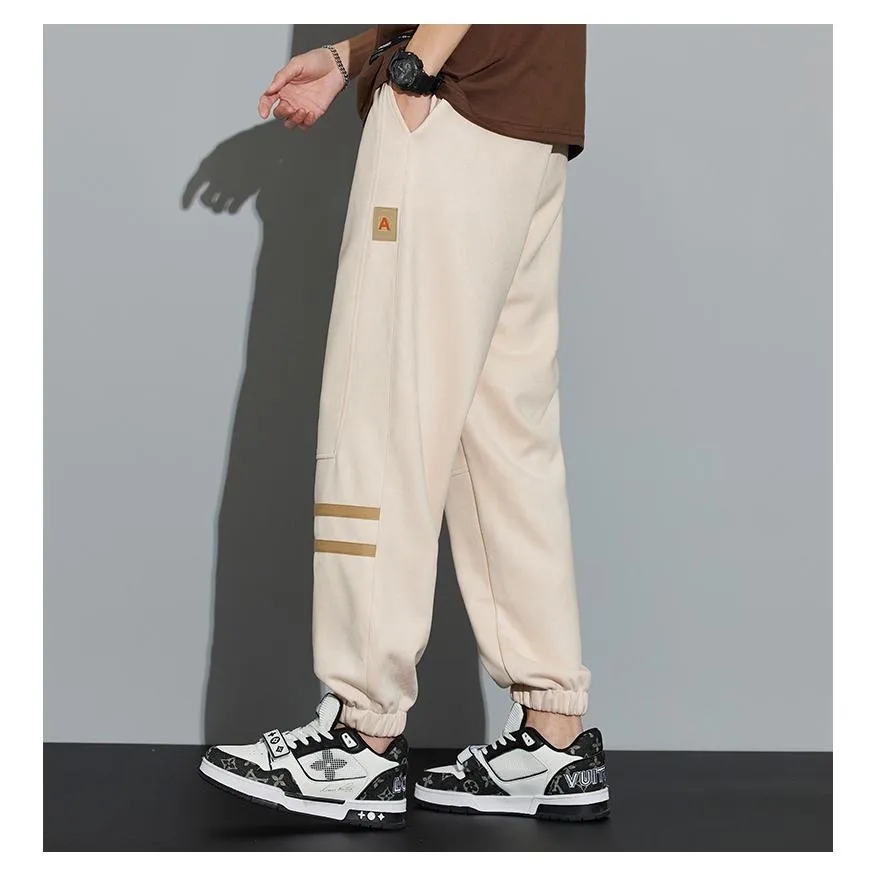 Tapered Suede Elastic Waist Versatile Sweatpant