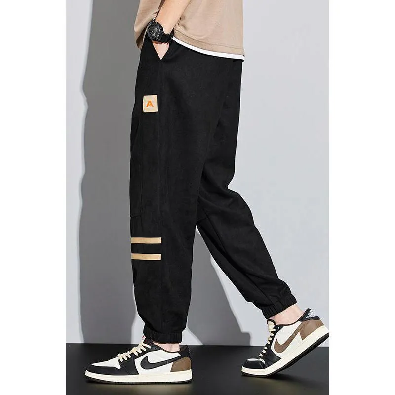 Tapered Suede Elastic Waist Versatile Sweatpant