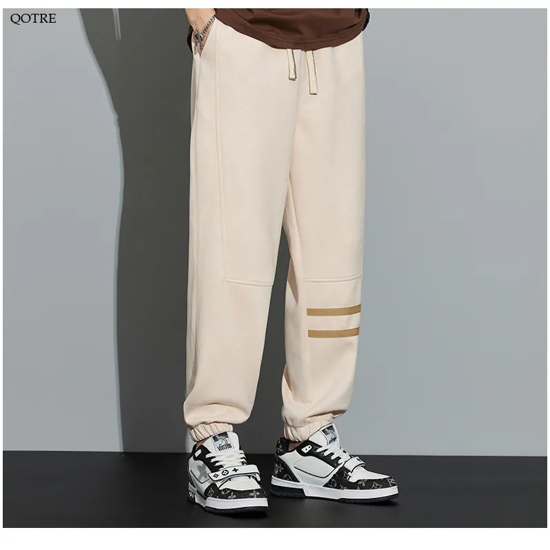 Tapered Suede Elastic Waist Versatile Sweatpant