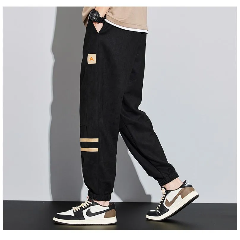 Tapered Suede Elastic Waist Versatile Sweatpant