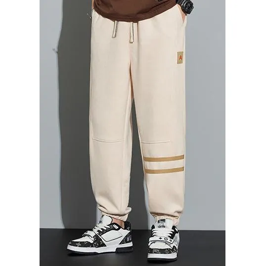 Tapered Suede Elastic Waist Versatile Sweatpant