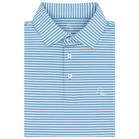 The Birdie Stripe | Performance Polo | The Birdie Stripe - Highcountry Blue/White