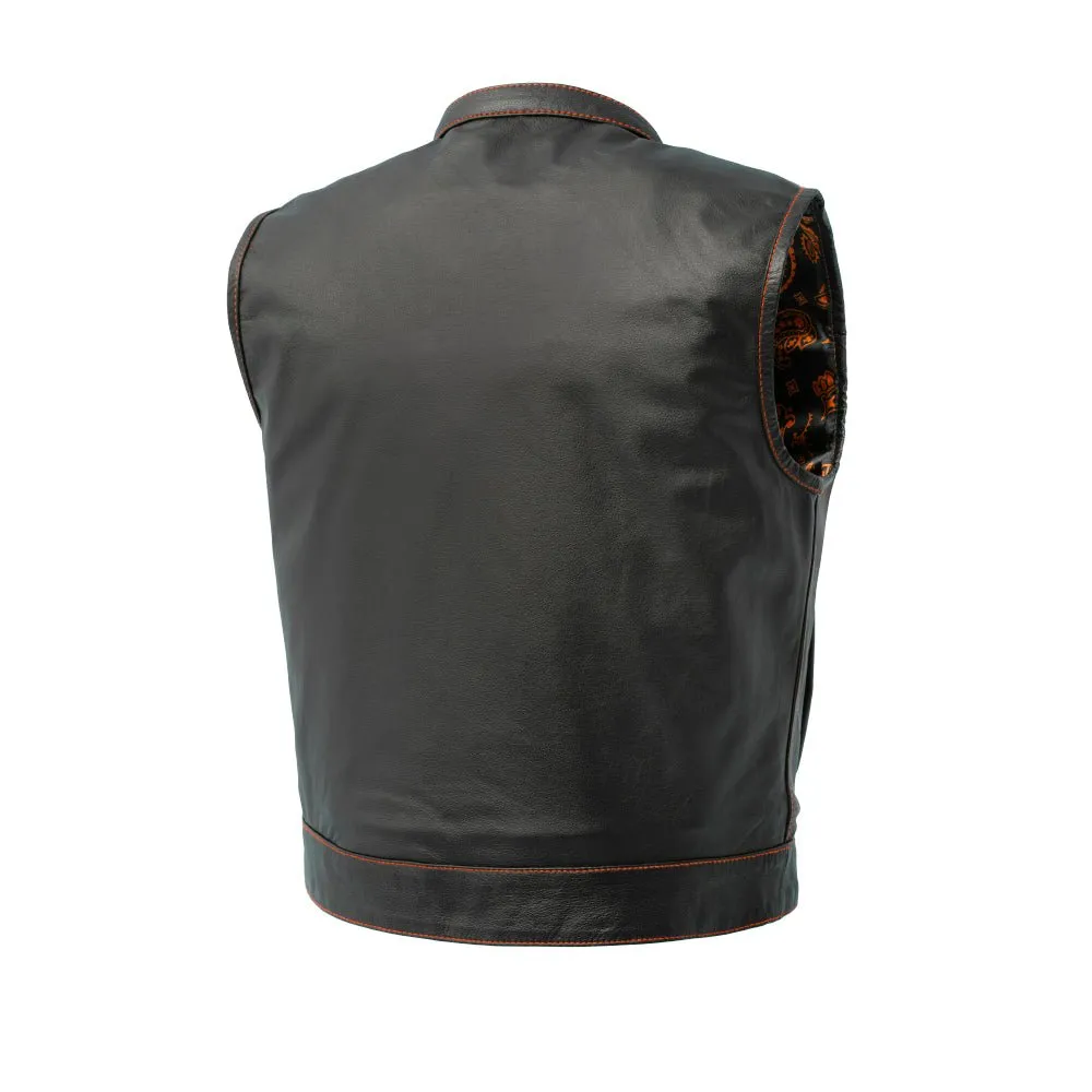 The Club Cut Men's Motorcycle Leather Vest, Multiple Color Options