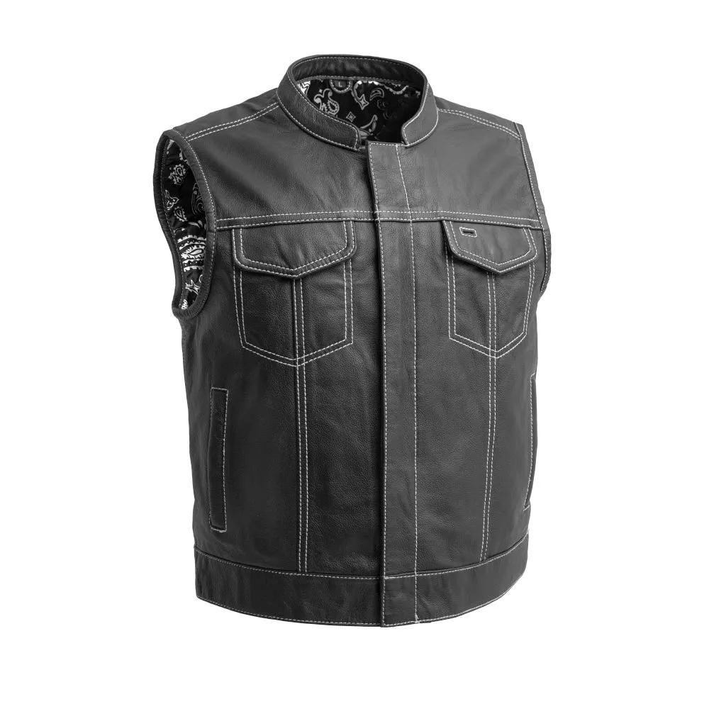 The Club Cut Men's Motorcycle Leather Vest, Multiple Color Options