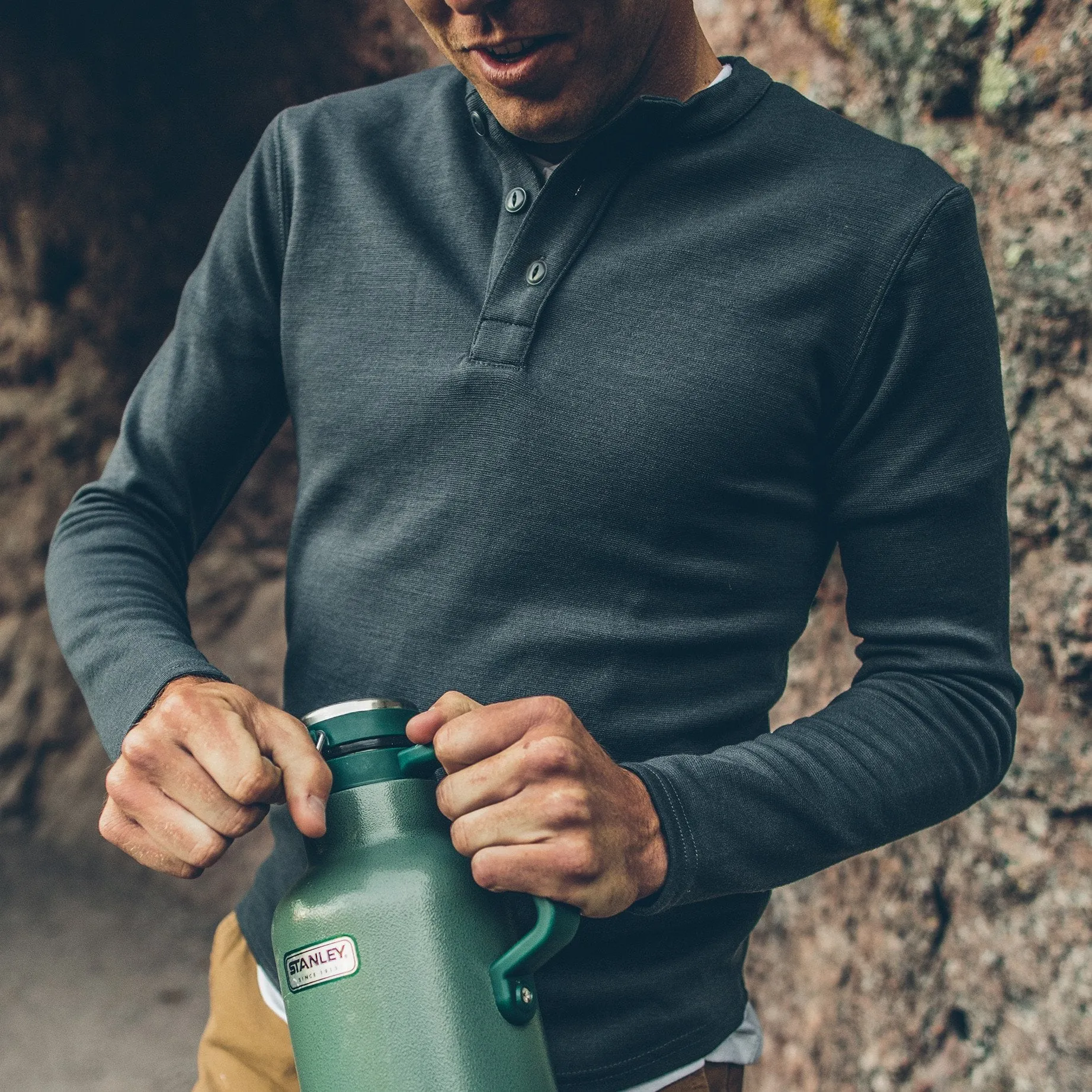 The Merino Henley in Charcoal