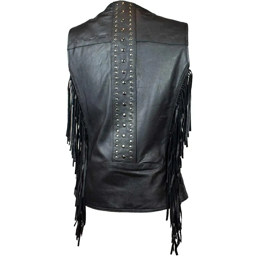 Unik International Women's Studded Fringe Vest