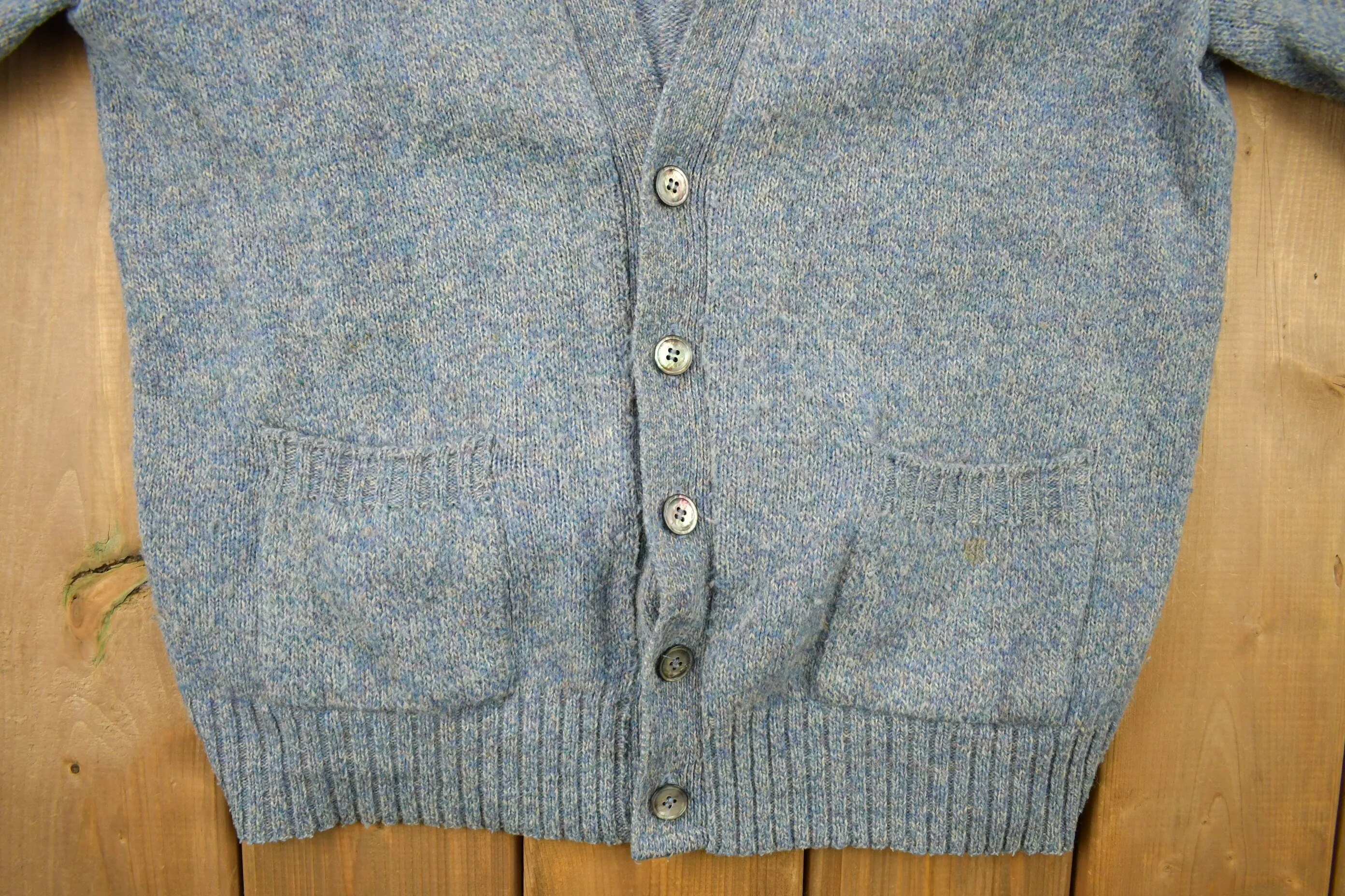 Vintage 1980s Puritan Shetland Wool Confetti Knitted Cardigan Sweater