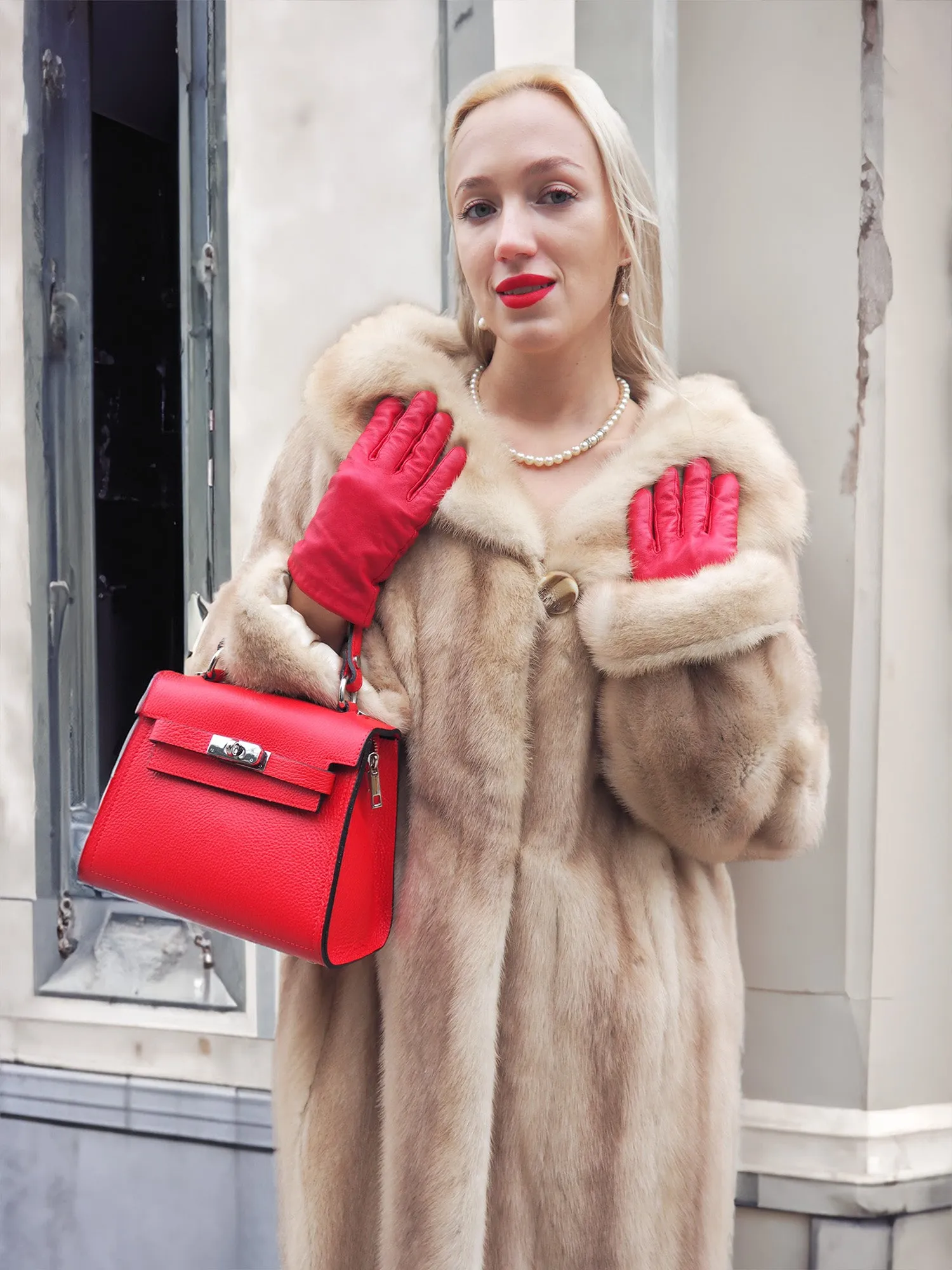 Vintage Glamorous Blond Mink Fur Coat Stroller L/XL