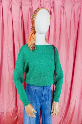 Vintage Jumper - 80's Shamrock Chevron Knit - Size M/L