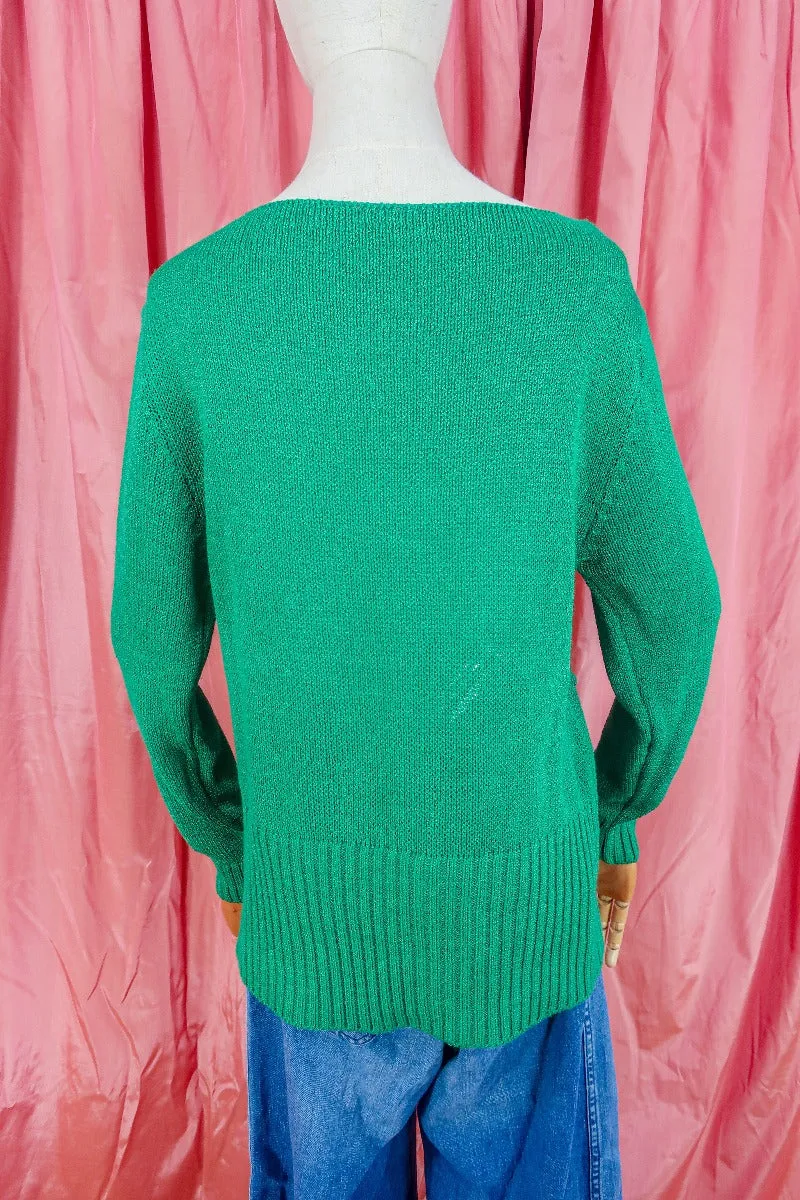 Vintage Jumper - 80's Shamrock Chevron Knit - Size M/L