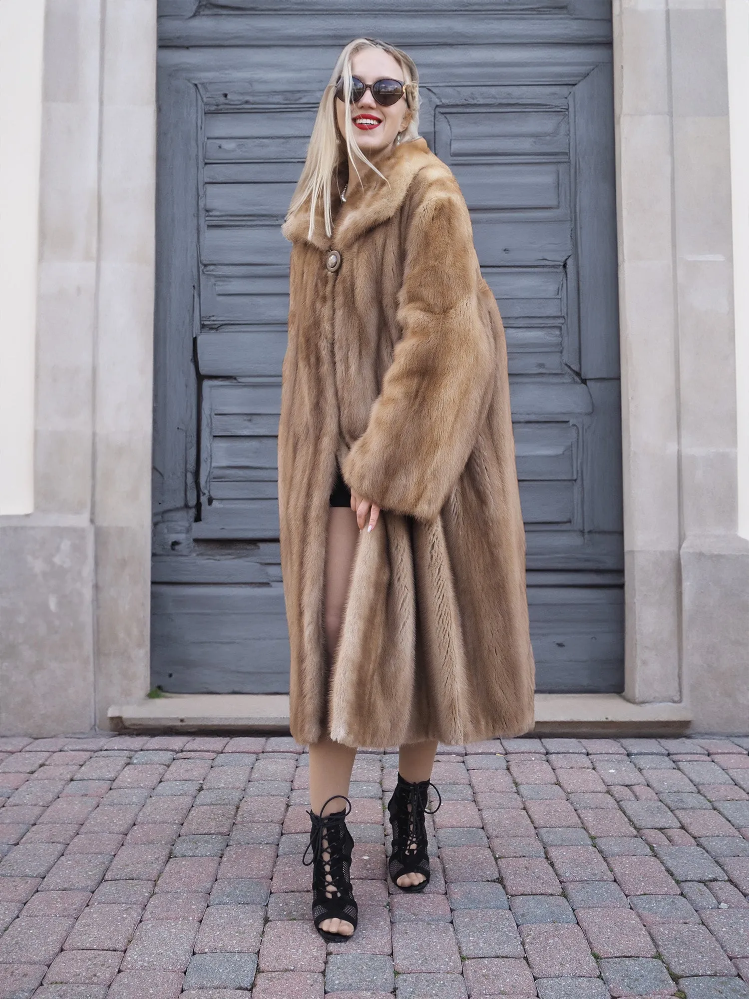 Vintage Pastel Canadian Brown Mink Fur Coat L to 2XL