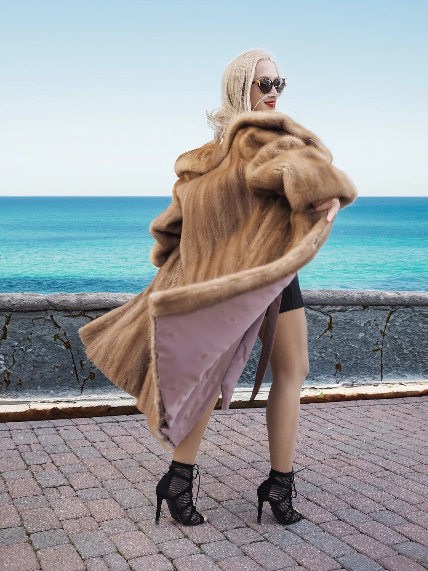 Vintage Pastel Canadian Brown Mink Fur Coat L to 2XL