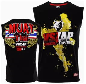 Vszap Bangkok Spirit VTT011 Muay Thai Boxing Vest Tank Top S-4XL Black