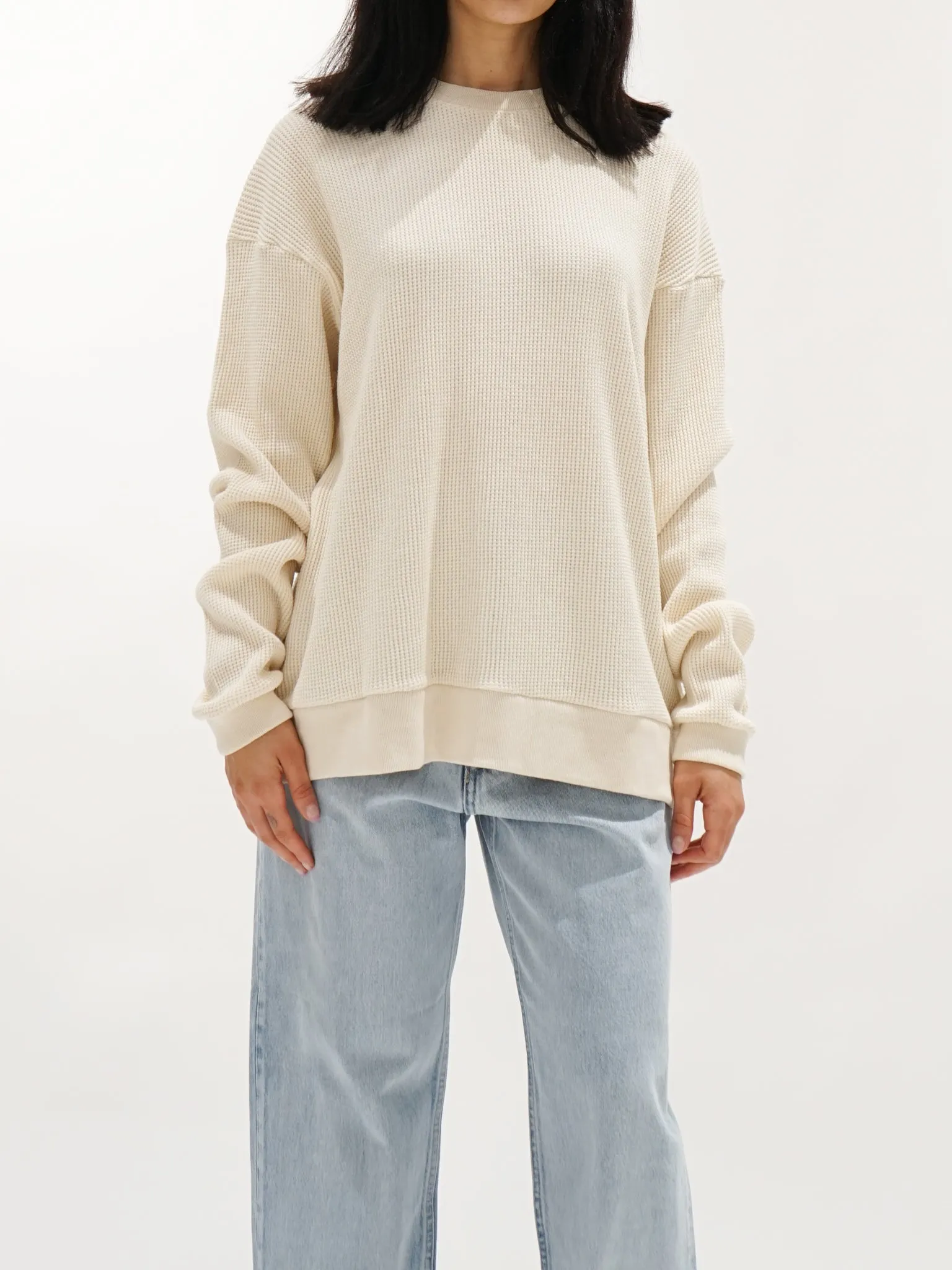 Waffle Knit Pullover - Ecru