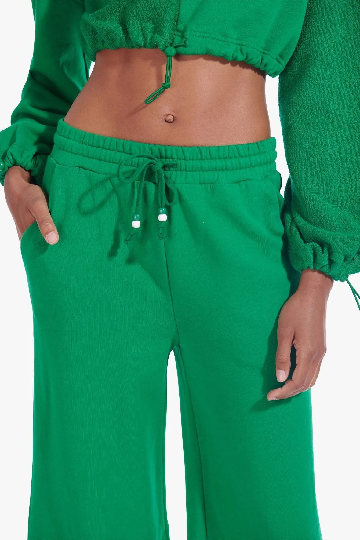 WIDE LEG CROPPED SWEATPANTS | CLOVER