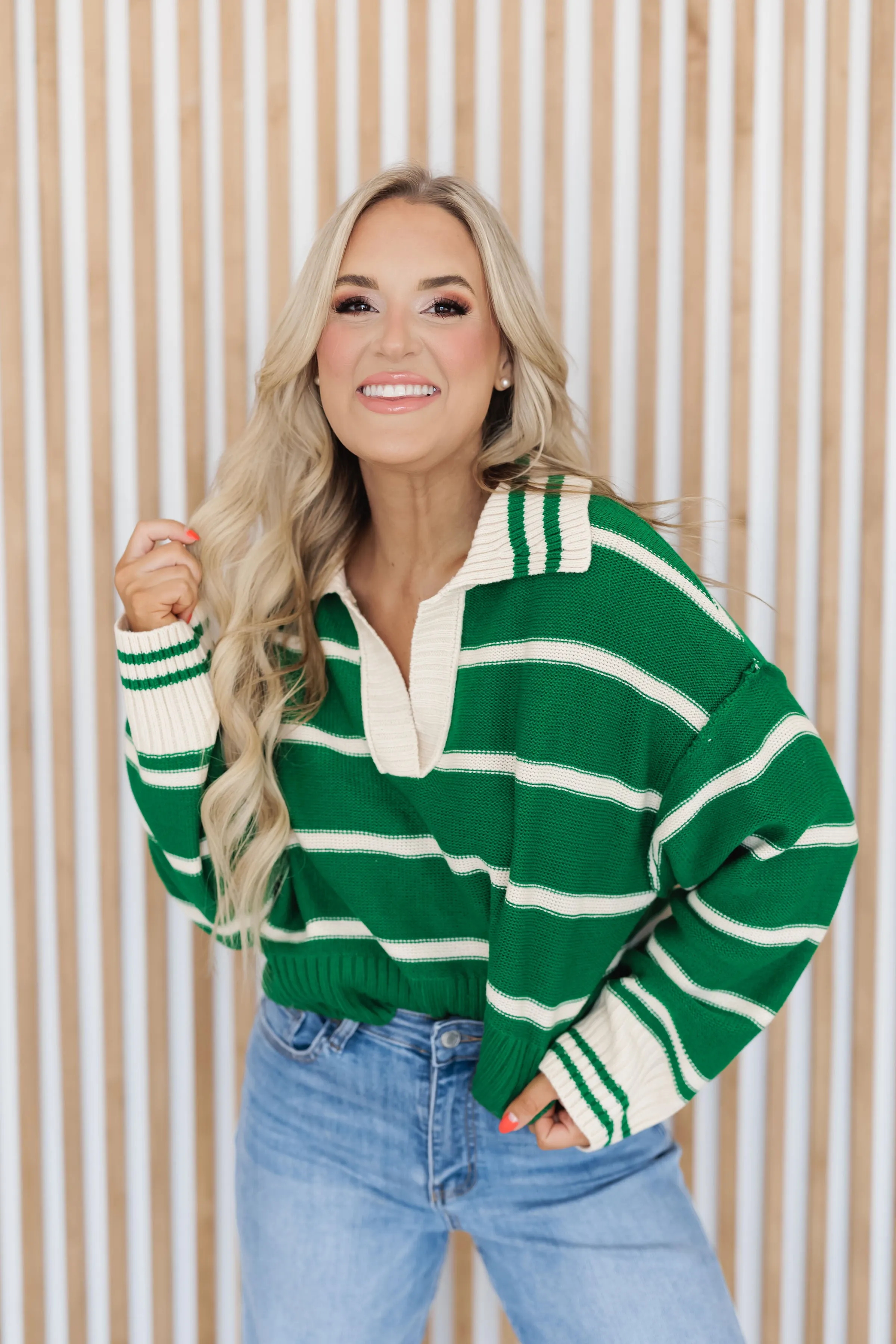 Willow Rae Sweater - Green/Ivory