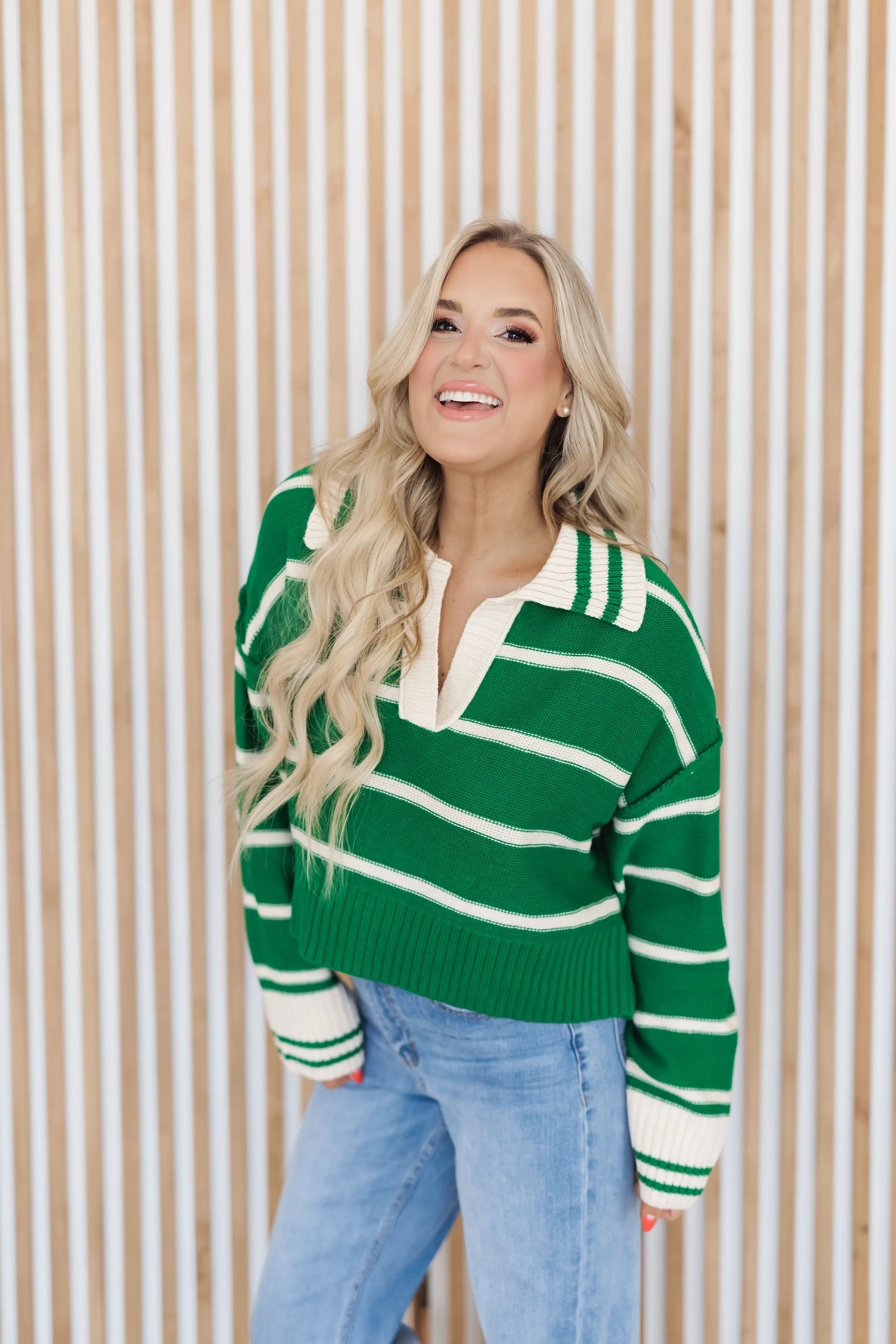 Willow Rae Sweater - Green/Ivory