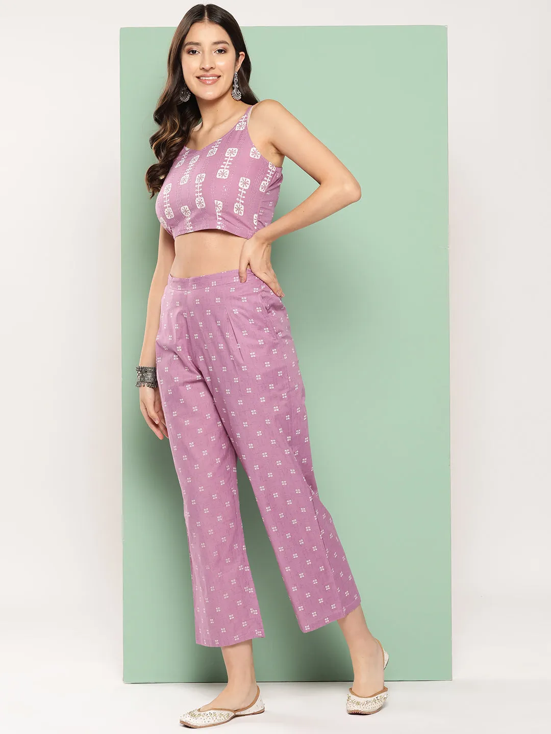 Women Purple Pure Cotton Co-Ord Set