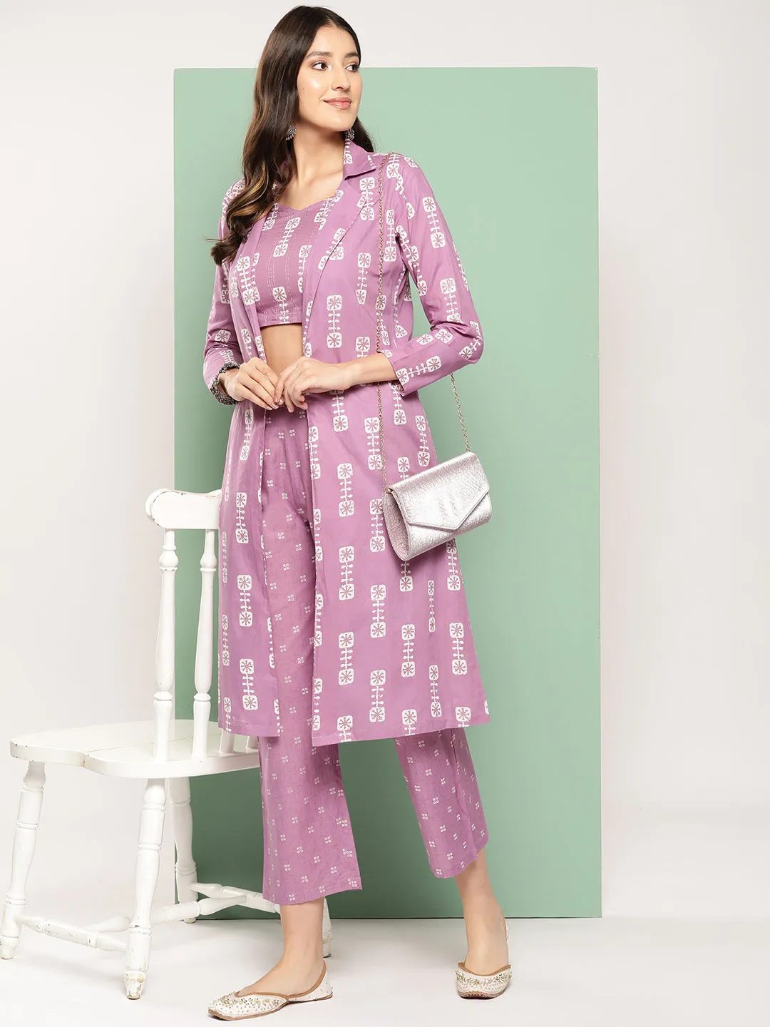 Women Purple Pure Cotton Co-Ord Set