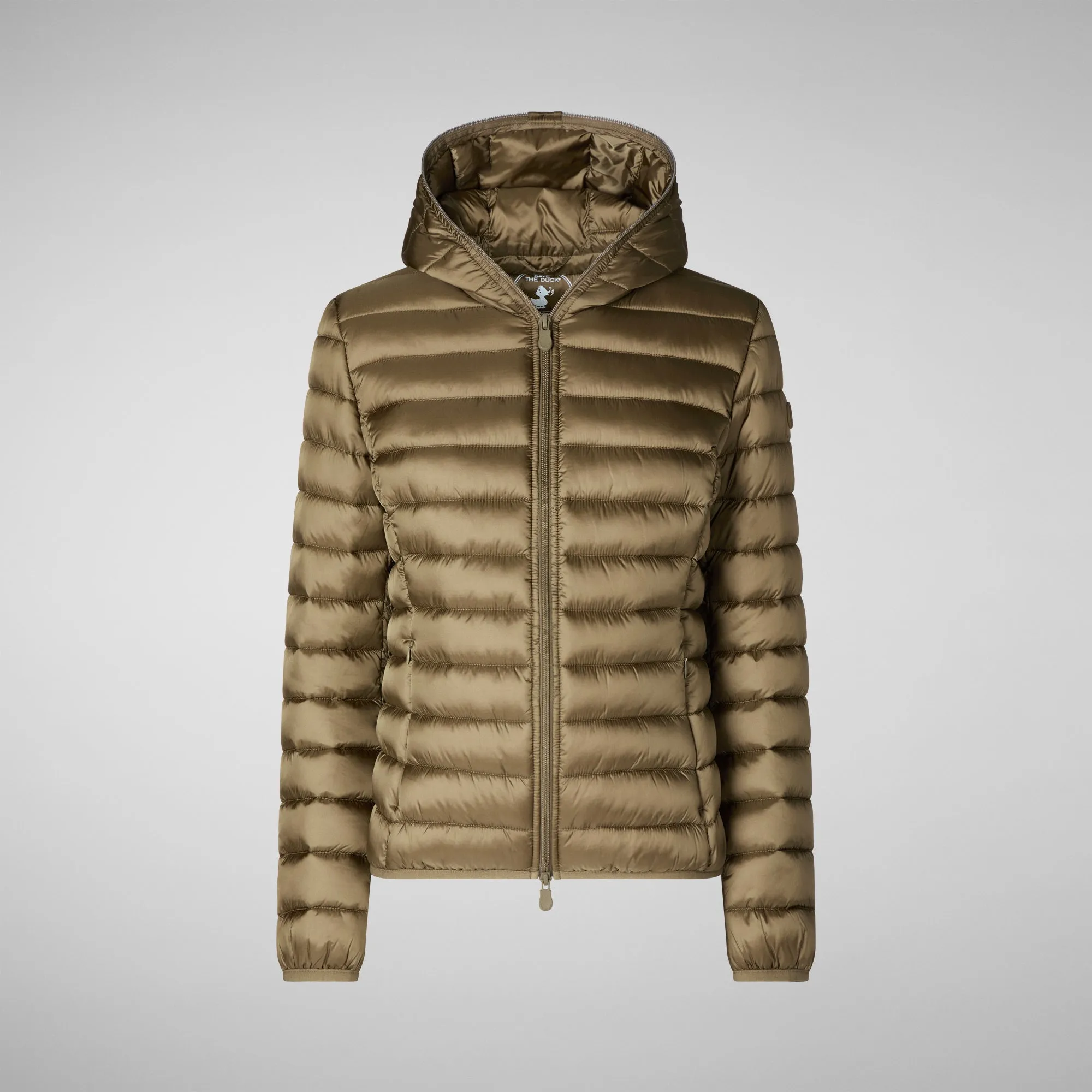 Women's Alexis Hooded Animal free Puffer Jacket in Husk Green