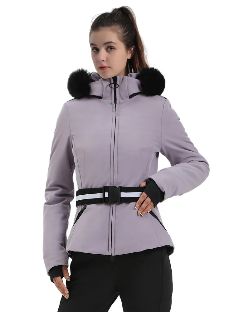 Women's Gsou Snow Mountain Chic Down Ski Jacket With Removable Faux Fur Hood