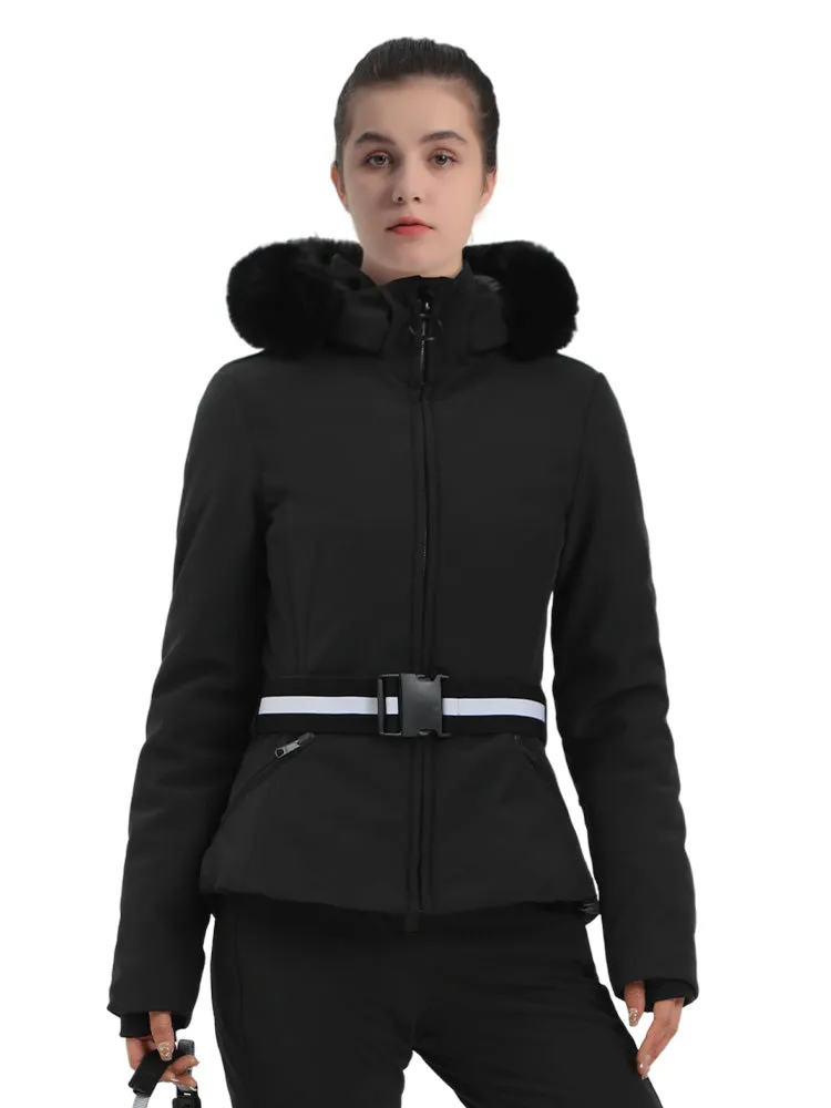 Women's Gsou Snow Mountain Chic Down Ski Jacket With Removable Faux Fur Hood