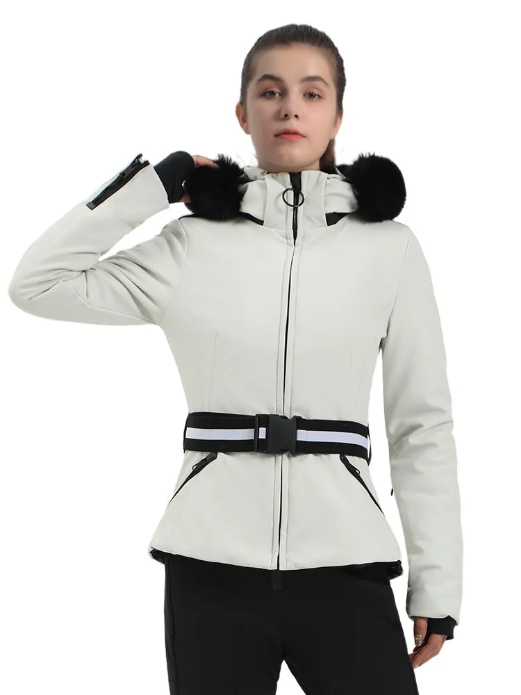 Women's Gsou Snow Mountain Chic Down Ski Jacket With Removable Faux Fur Hood