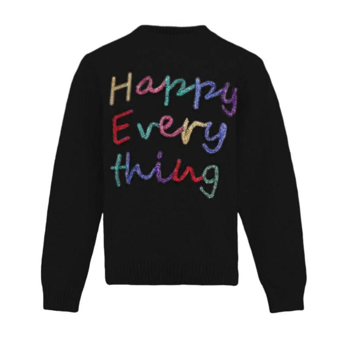 Women's Happy Everything Tinsel Sweater- Black