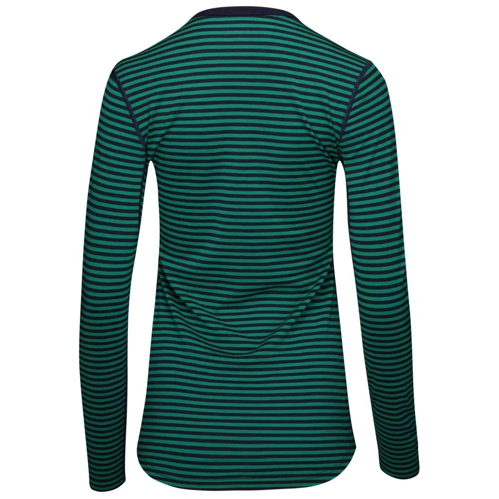 Womens Merino 180 Long Sleeve Crew (Mini Stripe Navy/Green)