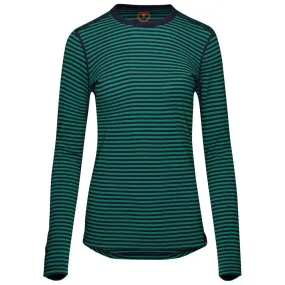 Womens Merino 180 Long Sleeve Crew (Mini Stripe Navy/Green)