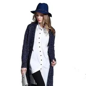 Womens Navy Long Cardigan