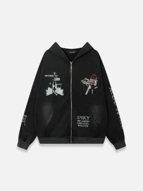 Y2K Gun And Fallen Angel Zip-up Hoodie