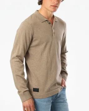 ZIMEGO Men's Casual Polo Sweater - Long Sleeve Pullover Button Knit Shirt