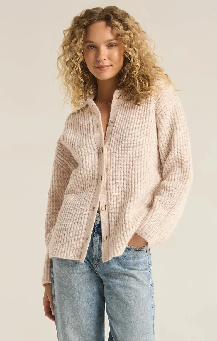 ZSU Lennie Button Up Cardigan Sweater in Oatmeal